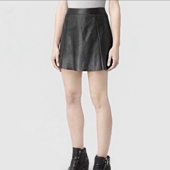 All Saints Sens Leather Mini Skirt- size 6 - Picture 2 of 6